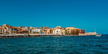 Hanya (Girit), Yunanistan - 16 Eylül 2025 - Venedik 'in Hanya Limanı