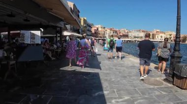 Hanya (Girit), Yunanistan - 16 Eylül 2025 - Venedik 'in Hanya Limanı