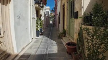 Rethymno (Girit), Yunanistan - 19 Eylül 2025 - Eski Rethimno Kasabası