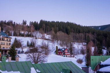 Spindleruv Mlyn, Çek Cumhuriyeti - 20 Ocak 2026 - Spindleruv Mlyn 'de gün batımı