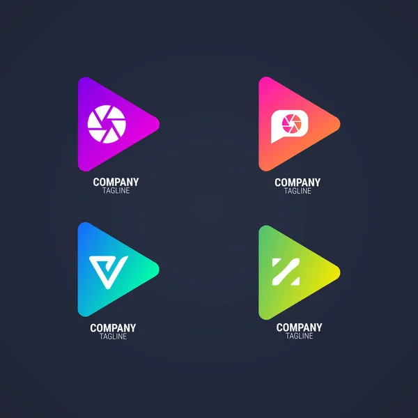 Renkli Medya Oynatıcısı Logosu Oynatma Düğmesi Logosu Video Oynatıcı Uygulama — Stok Vektör