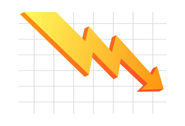 Rifiuta Freccia Isolata Crisi Economica Freccia Diminuire Economia Tendendo Calo — Vettoriale Stock