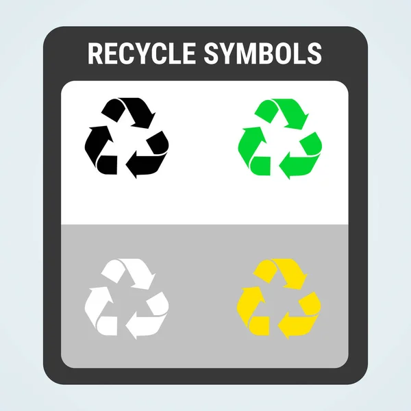 Reciclar Símbolos Color Negro Amarillo Verde Blanco — Vector de stock