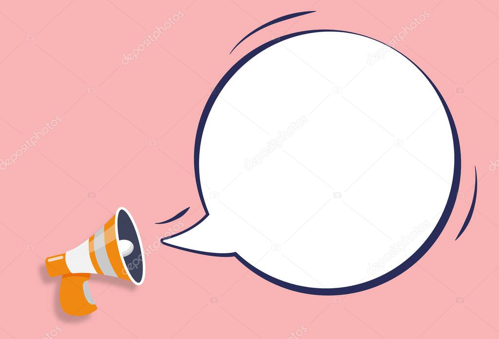 Megaphone with Speech bubble in comic and 3d illustration best for announcement text