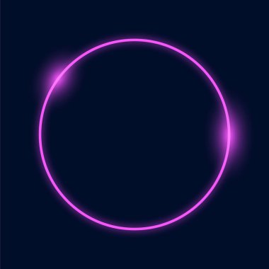 Neon soyut yuvarlak. Parlak çerçeve. Vektör çizimi. Vektör renkli neon şablonlar.