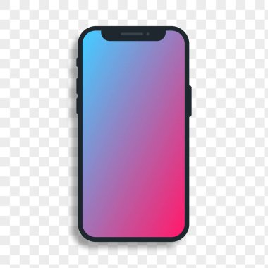 Modern telefon modeli şeffaf arka planda izole edildi. Gerçekçi bir akıllı telefon modeli. Sunum şablonu için Aygıt UI / UX modeli.