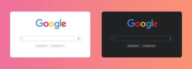 Google arama çubuğu tasarım şablonu. Arama motoru arayüzü. Google arama tarayıcı sayfası maketi.