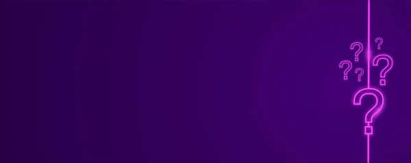 Parlayan neon ışıklı soru işaretli pankart kavramı. Pankart şablonuna cevap ver.