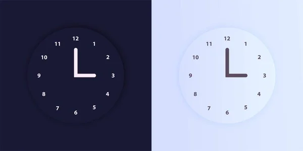 Klok Toepassing Lichte Donkere Achtergrond Concept Van Ontwerp Dag Nacht — Stockvector