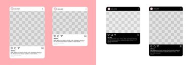 Lombok, Endonezya - 17 Eylül 2021: Aydınlık ve karanlık temalı instragram çerçeve şablonu. Kare ve peyzaj instagram posta şablonu.