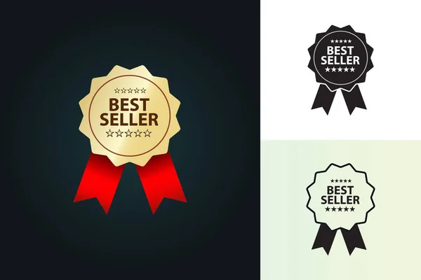 Insignia Del Best Seller Con Las Estrellas Ilustración Del Vector — Vector de stock