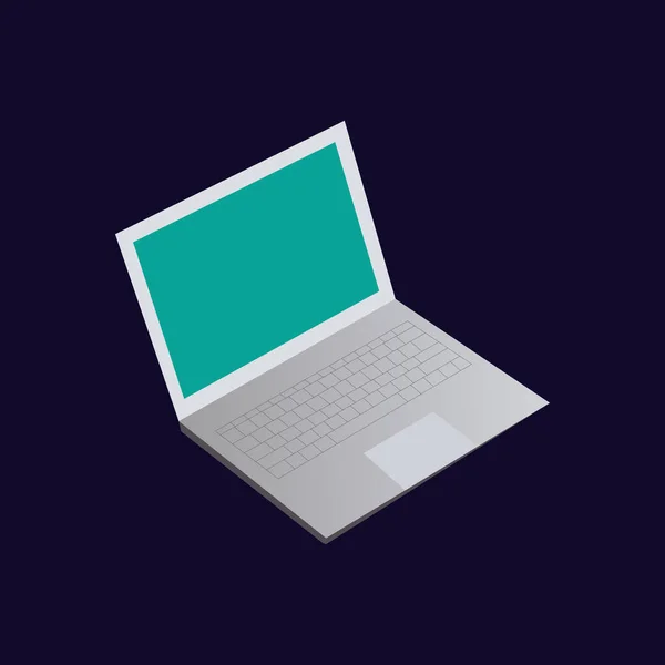 Laptop Vector Illustratie Zilver Donkere Achtergrond — Stockvector