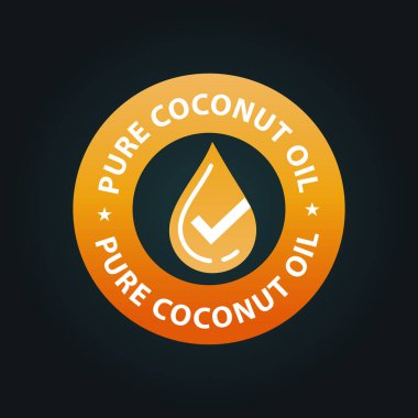 saf hindistan cevizi yağı vektör simgesi yağ damlası ve kene izi, ürün etiketleme simgesi