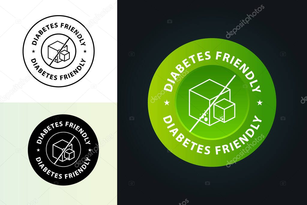 sugar free concept, diabetes friendly vector stamp green