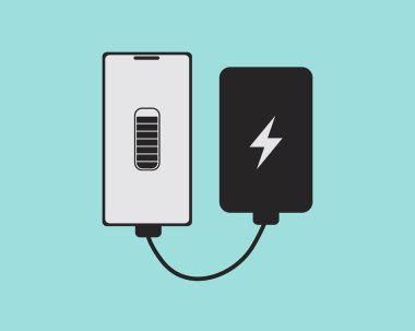 güç bankası telefon simgesi vektör illüstrasyonuna bağlandı