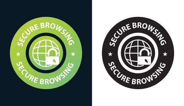 Secure Browsing Browsing Privacy Logo Datenschutzvektorabbildung Stempel Grün Schwarz Gefärbt — Stockvektor