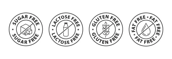 Icône Sans Gluten Icône Sans Graisse Icône Sans Lactose Icône — Image vectorielle