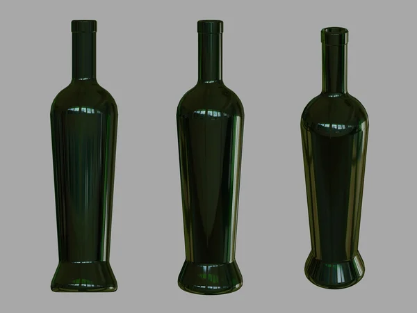 Modelo de garrafa de vinho. Renderização 3D . — Fotografia de Stock