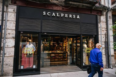 Valladolid, Spain - June 22, 2021: Scalpers shop. Cloth Shop