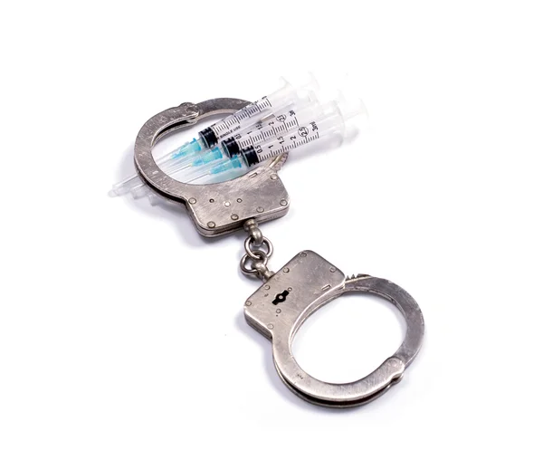 Polis kelepçe ve şırınga pislikler için çelik