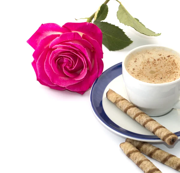 Rose ve kapuçino kapat