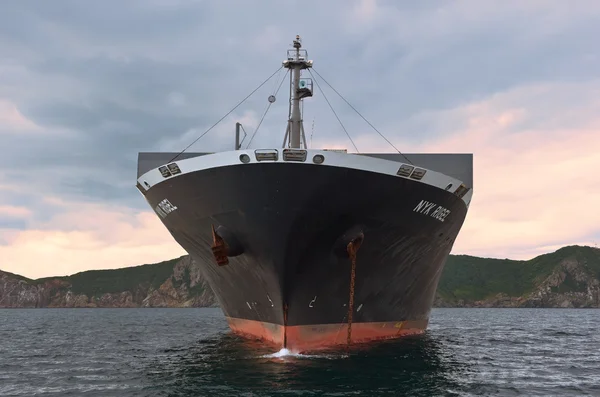 Nakhodka. Russland - 02. Juli 2015: Containerschiff nyk rigel vor Anker. — Stockfoto