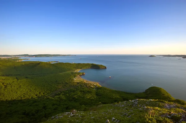 Top view of the coast of Japan (East) Sea summer evening. — Stock Photo, Image