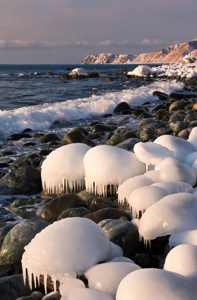 Iskalla stranden av East Sea. — Stockfoto