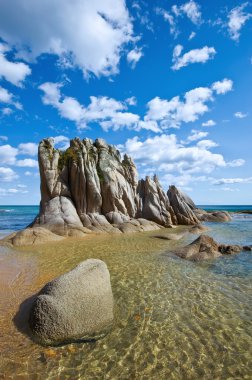 Parlak, güneşli manzara sahil.