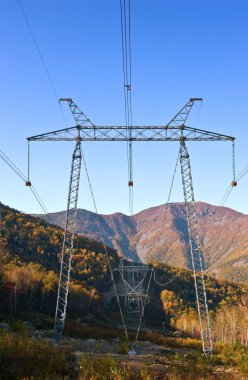 Power line going through the Sikhote-Alin Mountains. clipart
