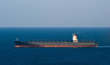 Konteyner gemisi Maipo deniz yoluyla taşıma boş. Nakhodka Bay. Doğu (Japonya) deniz. 05.03.2015