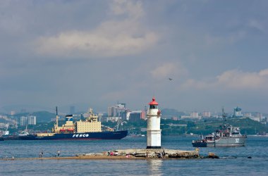 Vladivostok. Rusya. 02.09.2015: Tokarev deniz feneri. Vladivostok. Rusya. 02.09.2015