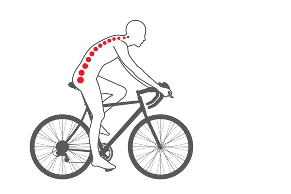 Πόνο στην πλάτη της ποδηλάτης — Διανυσματικό Αρχείο