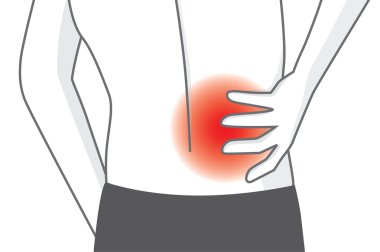 Adam sırtına ağrı alanı dokunmadan.