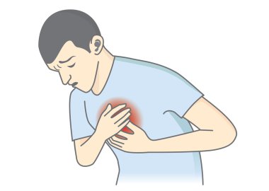 Man have symptoms of heart attack. clipart