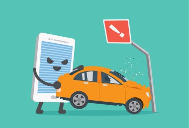 Telefon yapmak trafik kazası.