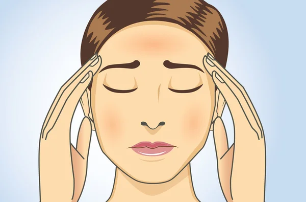 Woman have headaches and fever. — Stock Vector