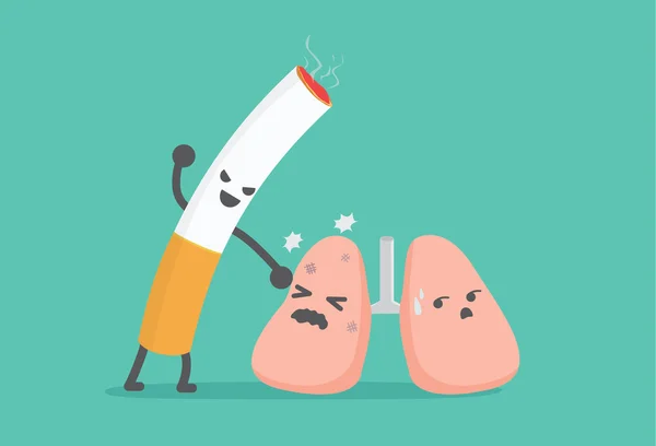 Los pulmones han sido golpeados por el cigarrillo. . — Archivo Imágenes Vectoriales