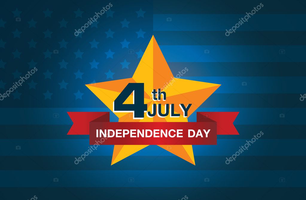 Logo 4 July independence day of American on national flag background