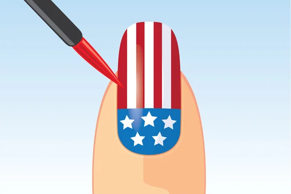 Amerikanska flaggan nail målning — Stock vektor