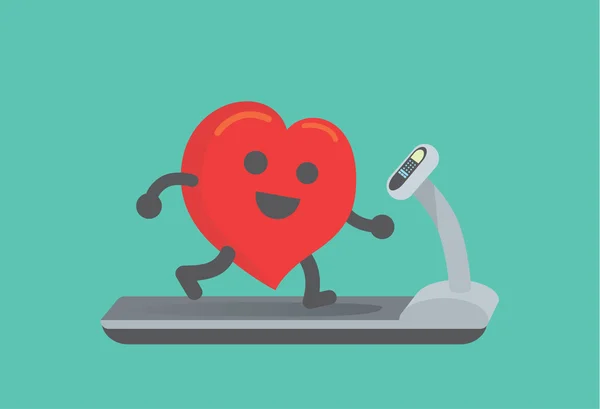 Koşu bandı üzerinde çalışan ile kalp egzersiz. — Stok Vektör