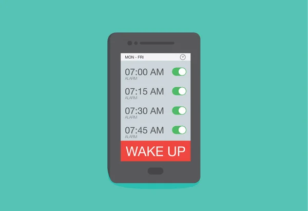 Configurar alarme múltiplo no telefone inteligente — Vetor de Stock
