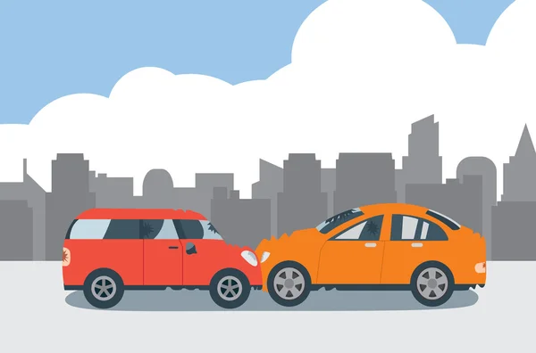 Accidente de coche en la ciudad — Vector de stock