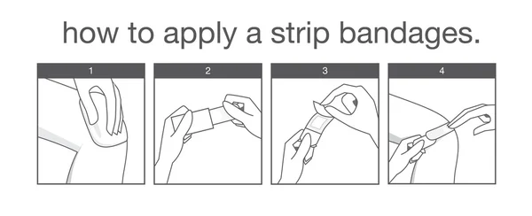 Hur till applicera en remsa bandage — Stock vektor