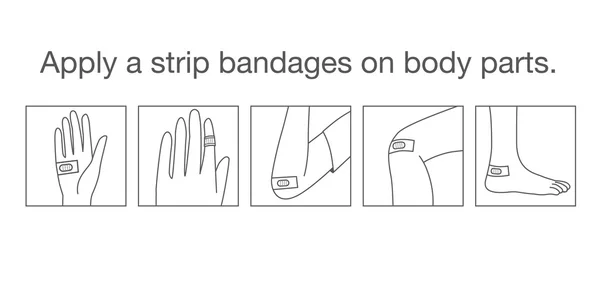 Applicera en remsa bandage på kroppsdelar — Stock vektor