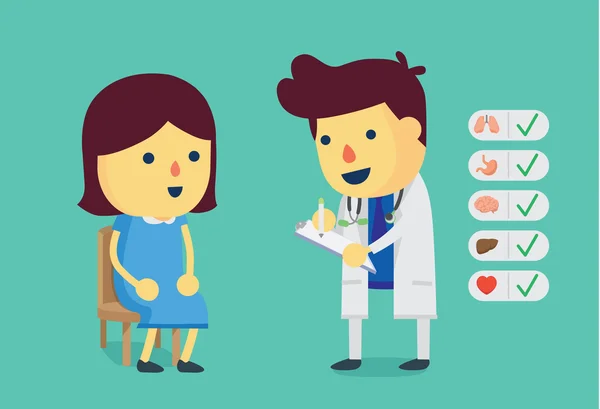 Woman checking inner organs health — Stock Illustration Woman checking inner organs health Vector Graphics
