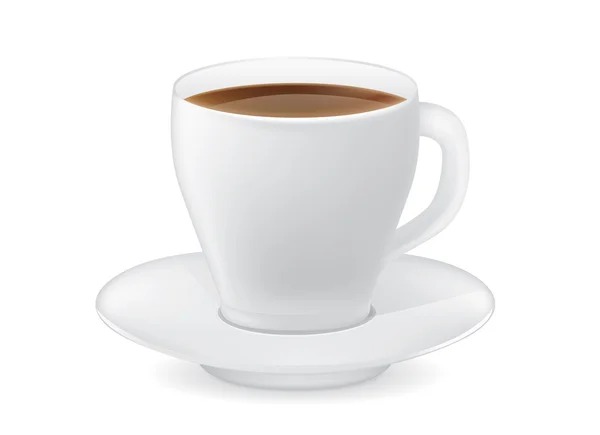 Taza de café blanco y platillo — Vector de stock