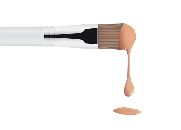 Fundação gota de creme de maquiagem escova —  Vetores de Stock