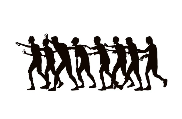 Silhouet vector zombie groep wandelen. — Stockvector