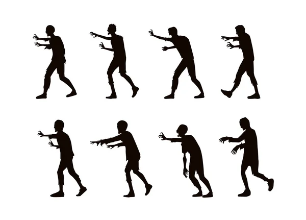 Silhouet Vector zombie wandelen. — Stockvector